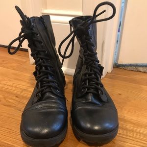 Black combat boots